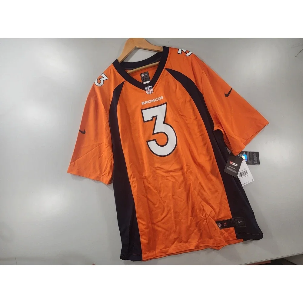 NEW! Russell Wilson #3 Denver Broncos On-Field Game NFL NIKE Jersey Orange XXL
